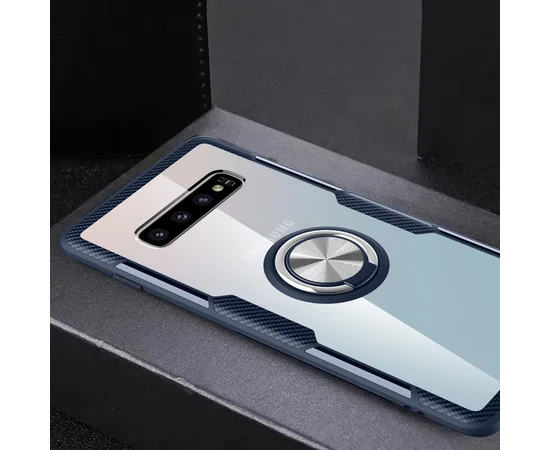 TPU+PC чехол Deen CrystalRing for Magnet (opp) для Samsung Galaxy S10 Бесцветный / Темно-синий