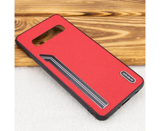 TPU чехол SHENGO Textile series для Samsung Galaxy S10 Красный