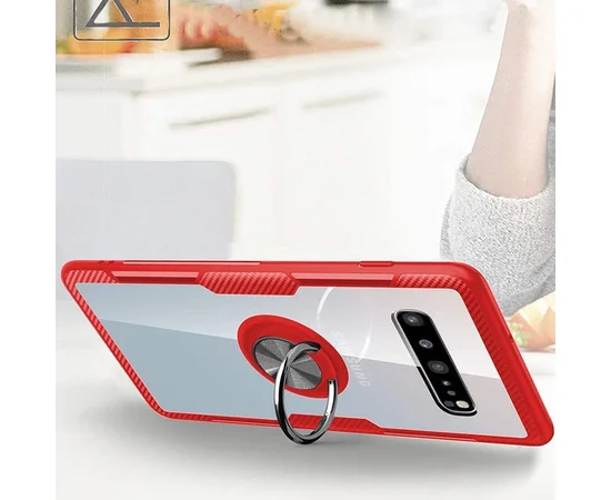 TPU+PC чехол Deen CrystalRing for Magnet (opp) для Samsung Galaxy S10 Бесцветный / Красный