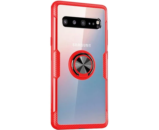 TPU+PC чехол Deen CrystalRing for Magnet (opp) для Samsung Galaxy S10 Бесцветный / Красный