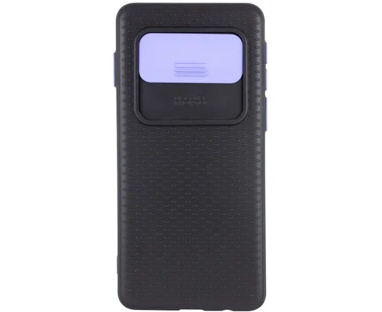 Чехол Camshield Black TPU со шторкой защищающей камеру для Samsung Galaxy S10 Черный / Сиреневый