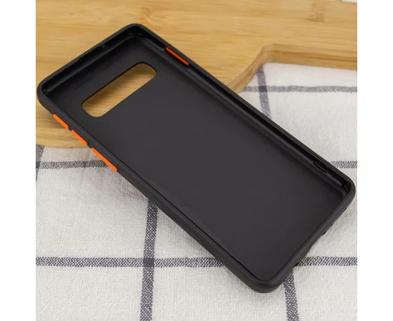 Чехол Camshield Black TPU со шторкой защищающей камеру для Samsung Galaxy S10 Черный / Оранжевый