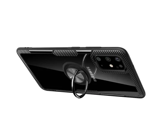 TPU+PC чехол Deen CrystalRing под магнитный держатель для Samsung Galaxy S20+ Бесцветный / Черный