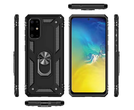 Ударопрочный чехол Serge Ring магнитный держатель для Samsung Galaxy S20+ Черный