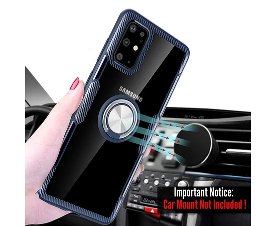 TPU+PC чехол Deen CrystalRing под магнитный держатель для Samsung Galaxy S20+ Бесцветный / Темно-синий