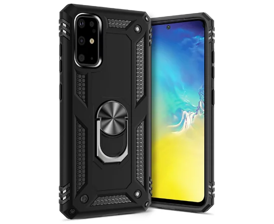 Ударопрочный чехол Serge Ring магнитный держатель для Samsung Galaxy S20+ Черный