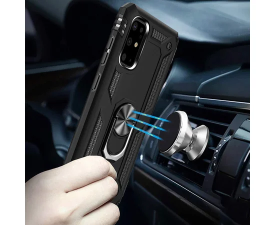 Ударопрочный чехол Serge Ring магнитный держатель для Samsung Galaxy S20+ Черный