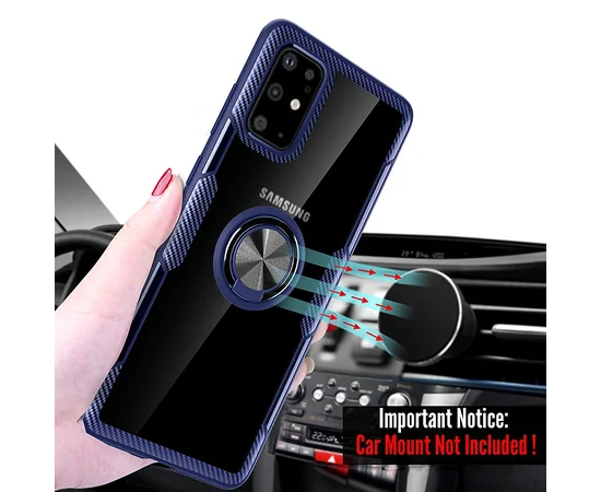 TPU+PC чехол Deen CrystalRing под магнитный держатель для Samsung Galaxy S20+ Бесцветный / Синий