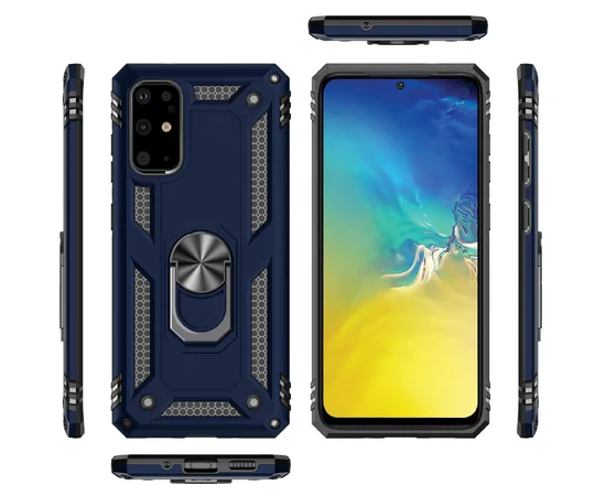 Ударопрочный чехол Serge Ring магнитный держатель для Samsung Galaxy S20+ Темно-синий