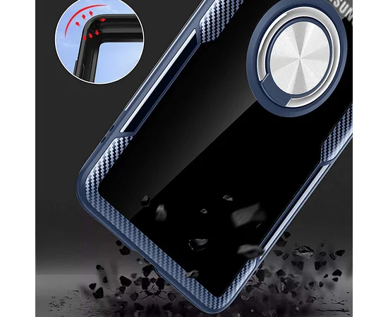 TPU+PC чехол Deen CrystalRing под магнитный держатель для Samsung Galaxy S20+ Бесцветный / Темно-синий