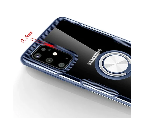 TPU+PC чехол Deen CrystalRing под магнитный держатель для Samsung Galaxy S20+ Бесцветный / Темно-синий