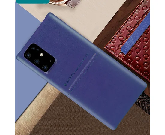 Кожаная накладка G-Case Cardcool Series для Samsung Galaxy S20+ Синий