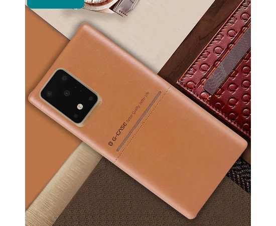 Кожаная накладка G-Case Cardcool Series для Samsung Galaxy S20 Ultra Коричневый