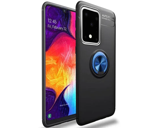 TPU чехол Deen ColorRing под магнитный держатель для Samsung Galaxy S20 Ultra Черный / Синий