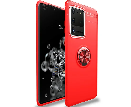 TPU чехол Deen ColorRing под магнитный держатель (opp) для Samsung Galaxy S20 Ultra Красный / Красный