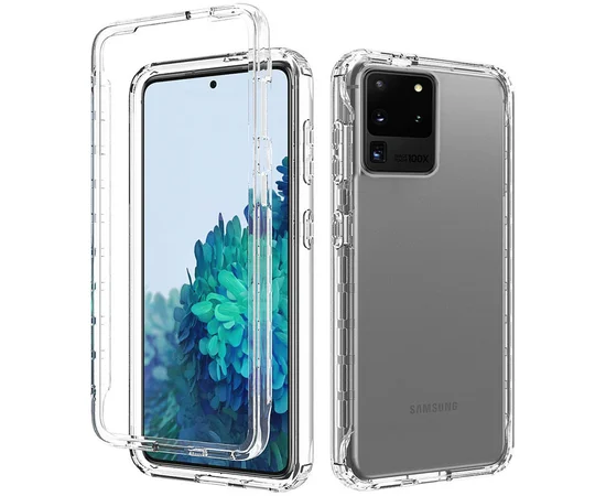 Чехол TPU+PC Full Body с защитой 360 для Samsung Galaxy S20 Ultra Прозрачный