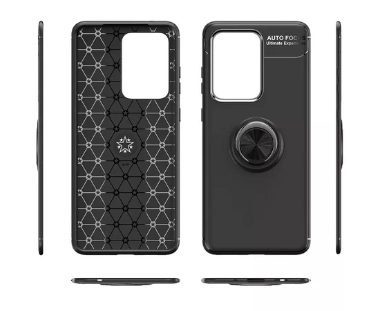 TPU чехол Deen ColorRing под магнитный держатель (opp) для Samsung Galaxy S20 Ultra Черный / Черный