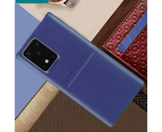 Кожаная накладка G-Case Cardcool Series для Samsung Galaxy S20 Ultra Синий