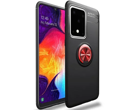 TPU чехол Deen ColorRing под магнитный держатель для Samsung Galaxy S20 Ultra Черный / Красный