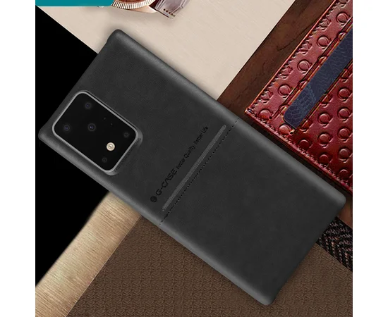 Кожаная накладка G-Case Cardcool Series для Samsung Galaxy S20 Ultra Черный