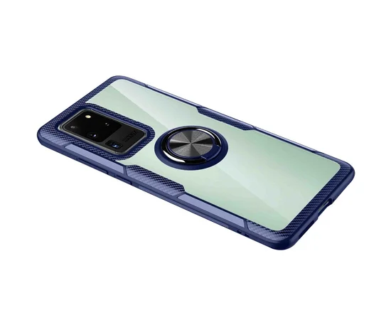 TPU+PC чехол Deen CrystalRing for Magnet (opp) для Samsung Galaxy S20 Ultra Бесцветный / Синий