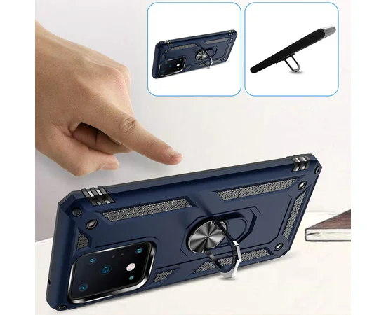 Ударопрочный чехол Serge Ring магнитный держатель для Samsung Galaxy S20 Ultra Темно-синий