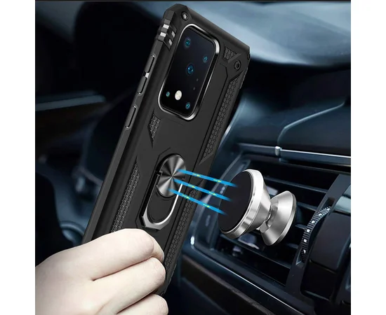 Ударопрочный чехол Serge Ring магнитный держатель для Samsung Galaxy S20 Ultra Черный