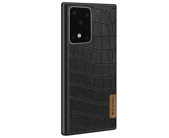 Кожаная накладка G-Case Crocodile Dark series для Samsung Galaxy S20 Ultra Черный