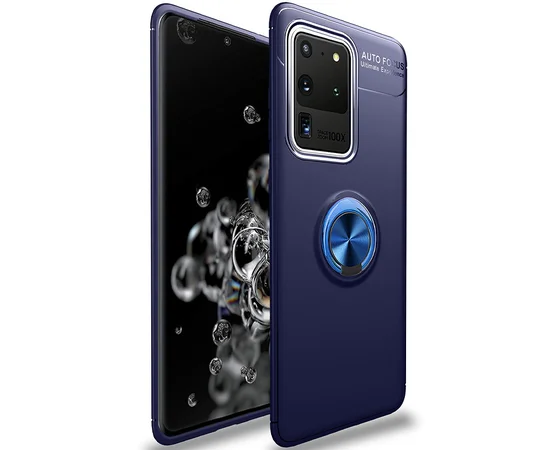 TPU чехол Deen ColorRing под магнитный держатель (opp) для Samsung Galaxy S20 Ultra Синий / Синий