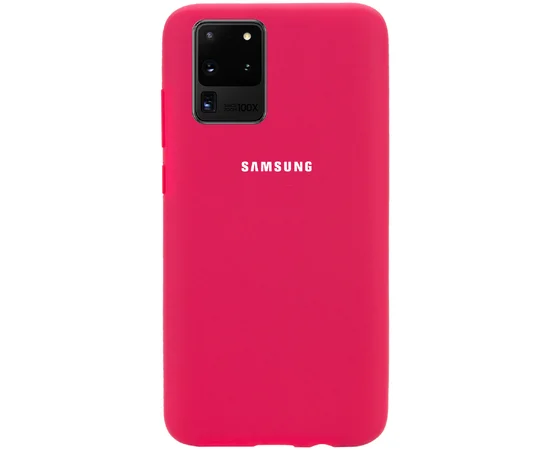 Чехол Silicone Cover Full Protective (AA) для Samsung Galaxy S20 Ultra Розовый / Hot Pink