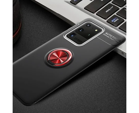 TPU чехол Deen ColorRing под магнитный держатель (opp) для Samsung Galaxy S20 Ultra Черный / Красный