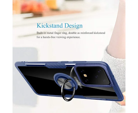 TPU+PC чехол Deen CrystalRing под магнитный держатель для Samsung Galaxy S20 Ultra Бесцветный / Синий