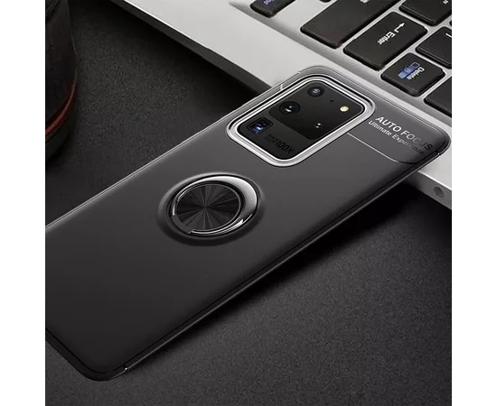 TPU чехол Deen ColorRing под магнитный держатель (opp) для Samsung Galaxy S20 Ultra Черный / Черный