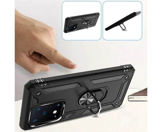 Ударопрочный чехол Serge Ring магнитный держатель для Samsung Galaxy S20 Ultra Черный