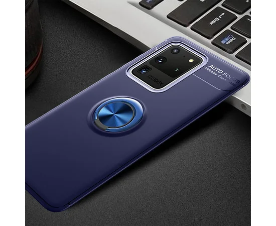 TPU чехол Deen ColorRing под магнитный держатель (opp) для Samsung Galaxy S20 Ultra Синий / Синий