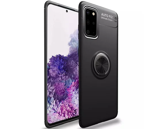 TPU чехол Deen ColorRing под магнитный держатель (opp) для Samsung Galaxy S20 Черный / Черный