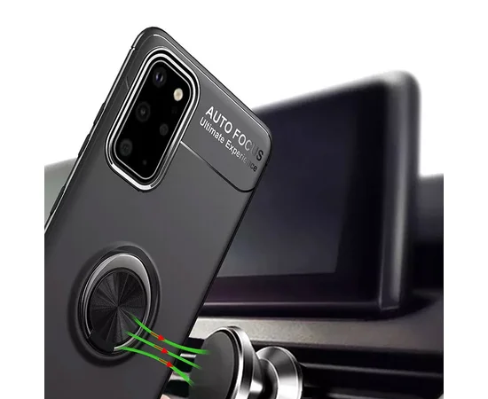 TPU чехол Deen ColorRing под магнитный держатель (opp) для Samsung Galaxy S20 Черный / Черный