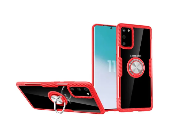 TPU+PC чехол Deen CrystalRing for Magnet (opp) для Samsung Galaxy S20 Бесцветный / Красный