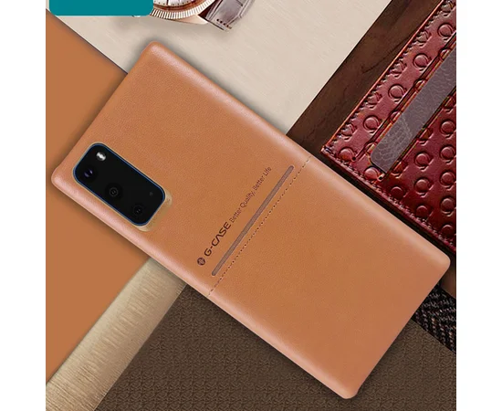 Кожаная накладка G-Case Cardcool Series для Samsung Galaxy S20 Коричневый