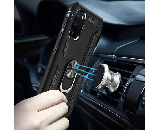 Ударопрочный чехол Serge Ring магнитный держатель для Samsung Galaxy S20 Черный