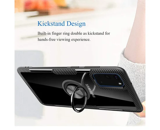 TPU+PC чехол Deen CrystalRing под магнитный держатель для Samsung Galaxy S20 Бесцветный / Черный