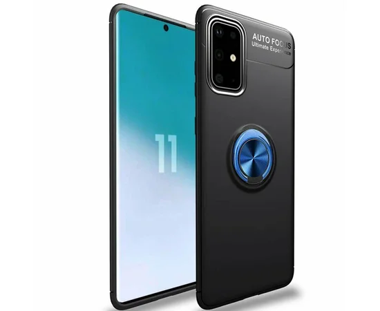 TPU чехол Deen ColorRing под магнитный держатель для Samsung Galaxy S20 Черный / Синий