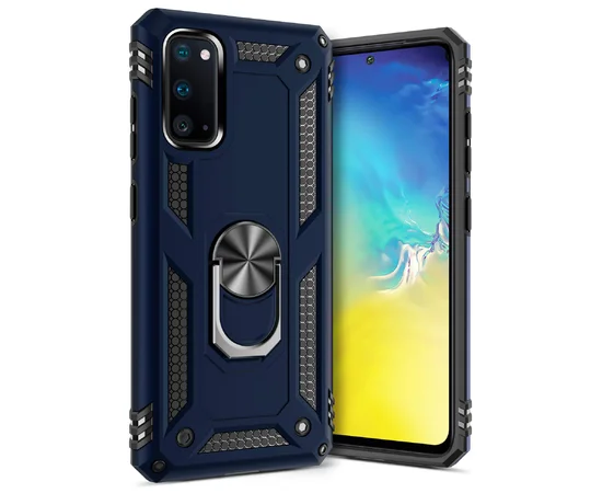 Ударопрочный чехол Serge Ring магнитный держатель для Samsung Galaxy S20 Темно-синий