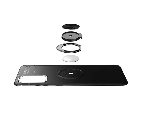 TPU чехол Deen ColorRing под магнитный держатель (opp) для Samsung Galaxy S20 Черный / Черный