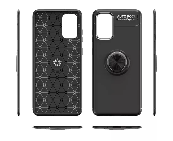 TPU чехол Deen ColorRing под магнитный держатель (opp) для Samsung Galaxy S20 Черный / Черный