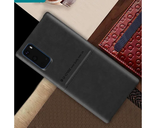 Кожаная накладка G-Case Cardcool Series для Samsung Galaxy S20 Черный