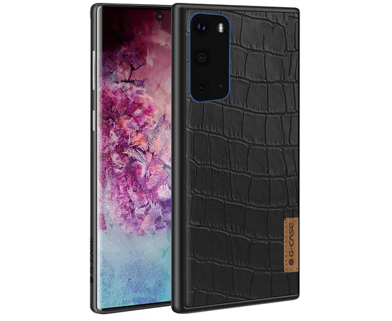 Кожаная накладка G-Case Crocodile Dark series для Samsung Galaxy S20 Черный