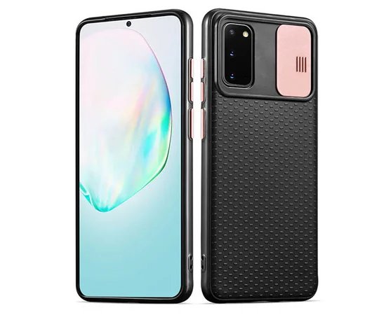 Чехол Camshield Black TPU со шторкой защищающей камеру для Samsung Galaxy S20 Черный / Rose Gold