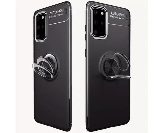 TPU чехол Deen ColorRing под магнитный держатель (opp) для Samsung Galaxy S20 Черный / Черный