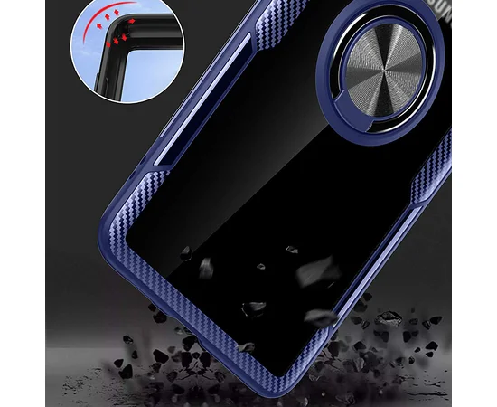 TPU+PC чехол Deen CrystalRing под магнитный держатель для Samsung Galaxy S20 Бесцветный / Синий